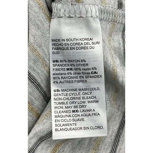 Chicos Touch of Cool Lurex Metallic Stripes Layering Tee Silver Gold Ch3 LG NWT - Picture 6 of 8